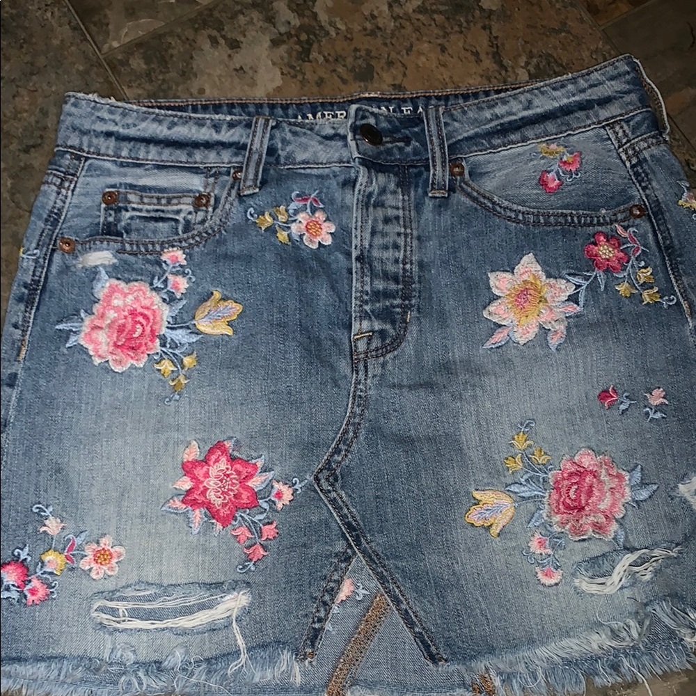 American Eagle Outfitters Blue Embellished Mini Skirt